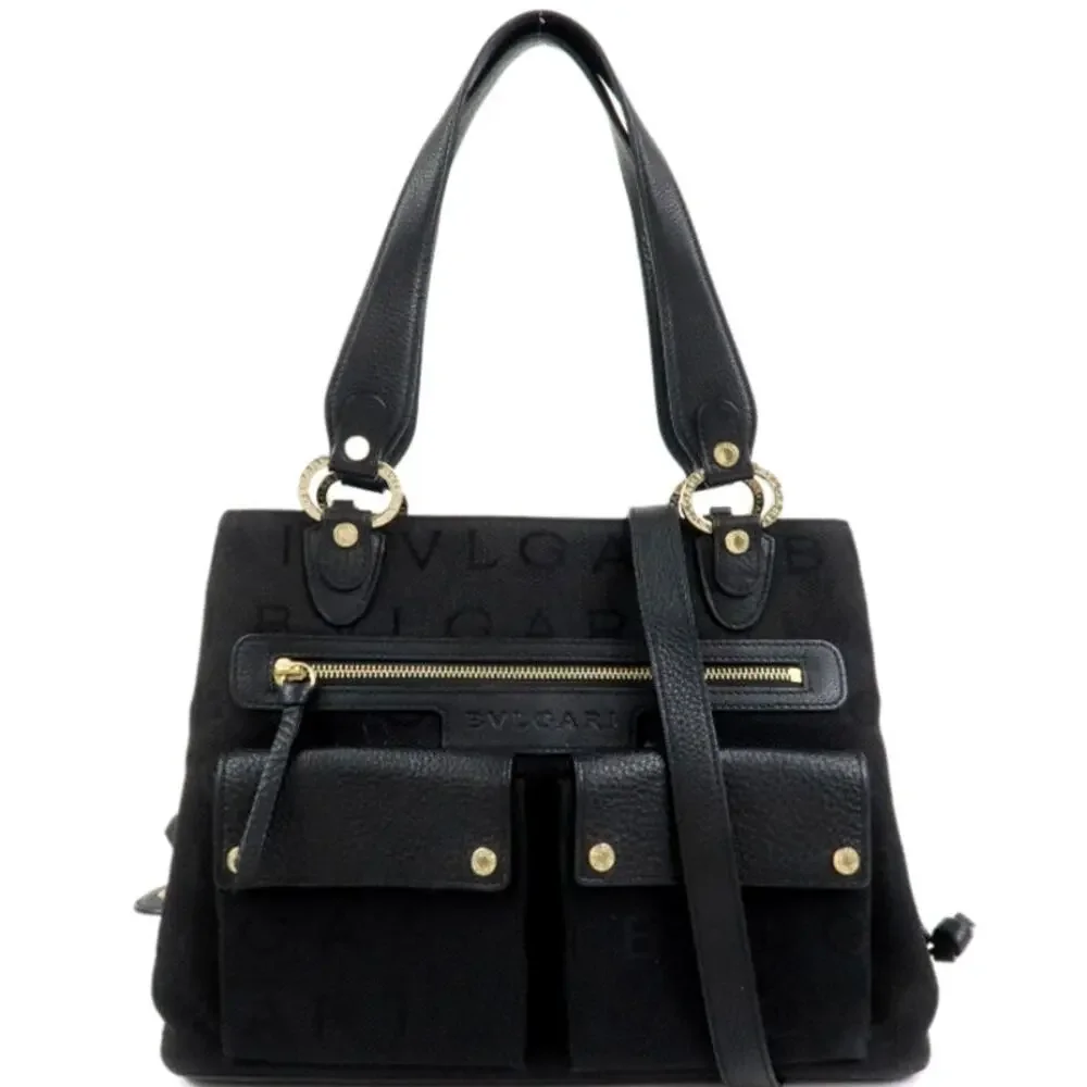 💎✨Beautiful✨💎Authentic BVLGARI Logo Mania Canvas Leather 2Way Bag Shoulder Bag